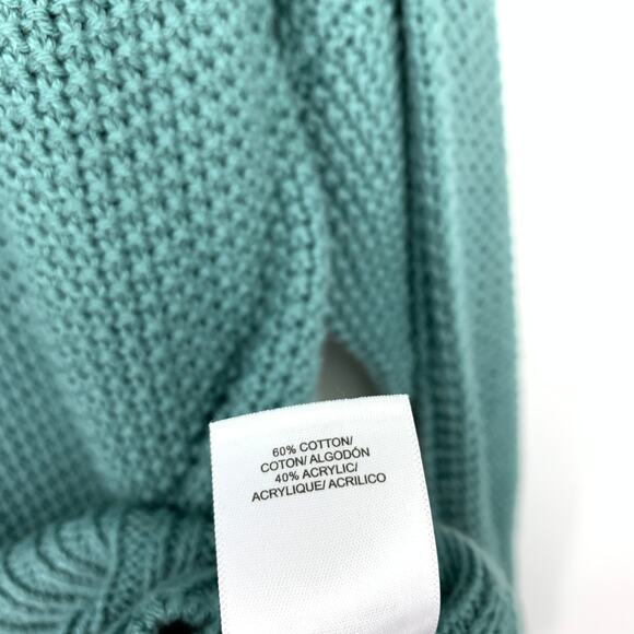 Lucky Brand Womens Seed Stitch Pullover Sweater L Teal Blue Side Slit NWT - Picture 7 of 7
